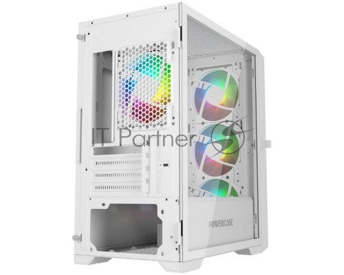 Корпус Powercase Mistral Micro X4W, Tempered Glass, 4х 120mm 5-color fan, белый, mATX  (CMMXW-L4)