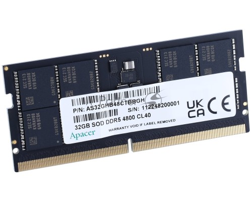 Оперативная память Apacer 32GB DDR5 4800MHz SO-DIMM (PC5-38400) CL40 1.1V (Retail) (AS32GHB48CTBBGH/FS.32G2A.PTH)
