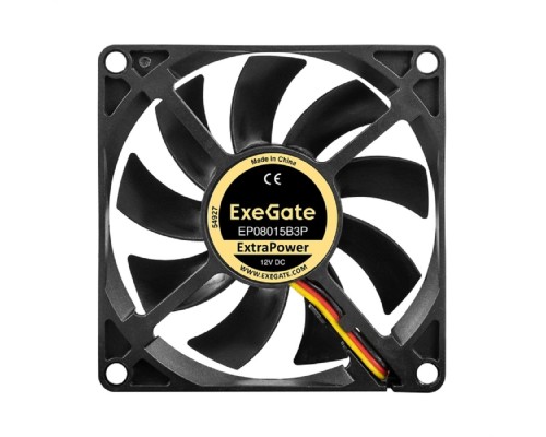 [Вентиляторы] Exegate EX295238RUS Вентилятор 12В DC ExeGate ExtraPower EP08015B3P (80x80x15 мм, 2-Ball (двойной шарикоподшипник), 3pin, 2600RPM, 26dBA)