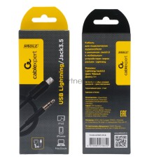 Кабель-переходник USB Cablexpert CCAB-AP35M-1M-B, Lightning/Jack3.5, Mobile, 1м, черн, коробка