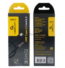 Кабель-переходник USB Cablexpert CCAB-CM35M-1M-B, Type-C/Jack3.5, Mobile, 1м, черн, коробка