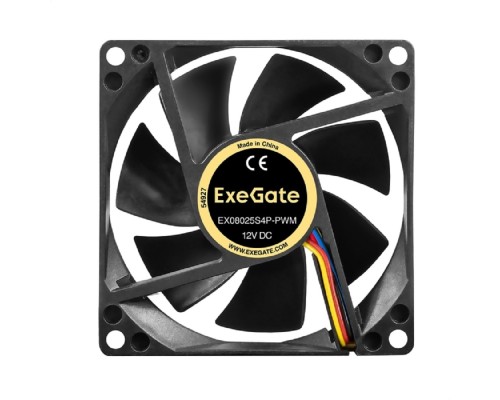 [Вентиляторы] Exegate EX297045RUS Вентилятор 12В DC ExeGate EX08025S4P-PWM (80x80x25 мм, Sleeve bearing (подшипник скольжения), 4pin, PWM, 0-2300 RPM, 0-23dBA)