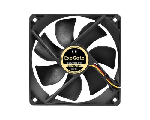 [Вентиляторы] Exegate EX297054RUS Вентилятор 12В DC ExeGate ExtraSilent ES12025S3PM (120x120x25 мм, Sleeve bearing (подшипник скольжения), 3pin+Molex, 1350RPM, 23dBA)