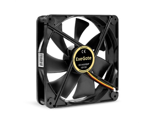 [Вентиляторы] Exegate EX297099RUS Вентилятор 12В DC ExeGate EX14025B3P (140x140x25 мм, 2-Ball (двойной шарикоподшипник), 3pin, 1250RPM, 23dBA)