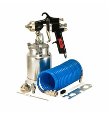 FUBAG Набор пневмоинструмента Basic S1000 {3 предмета, краскораспылитель с нижним бачком 1 л, спиральный шланг 5 м, доп. сопло 2 мм с воздушной головкой и иглой) [120111]