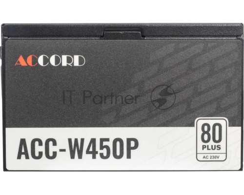 Блок питания Accord  ACC-W450P, 450Вт, 80 PLUS WHITE, 120мм, черный