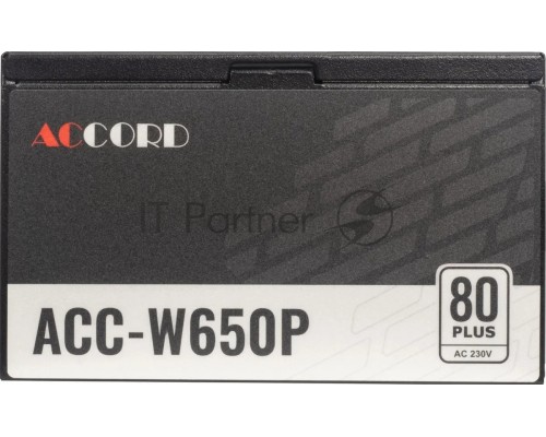 Блок питания Accord  ACC-W650P, 650Вт, 80 PLUS WHITE, 120мм, черный