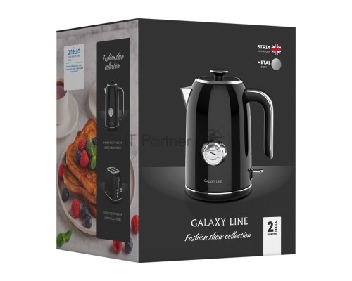 Чайник электрический Galaxy Line GL 0350, магия черного, металл, 2200 Вт, 1,7 л