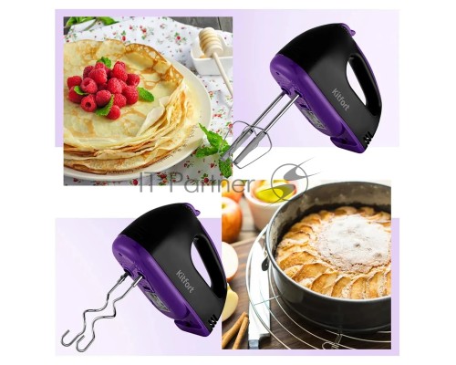 Миксер ручной Kitfort КТ-3404 100Вт черный/фиолетовый