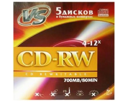 [Диск] VS CD-RW 80 4-12x конверт/5 (620175)