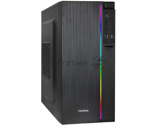 Компьютерный корпус Minitower ExeGate mEVO-9302-NPX400 (mATX, БП 400NPX с вент. 12см, 2*USB+1*USB3.0, HD аудио, черный, с RGB подсветкой)