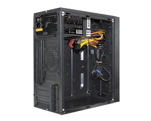 Компьютерный корпус Minitower ExeGate mEVO-9302-NPX400 (mATX, БП 400NPX с вент. 12см, 2*USB+1*USB3.0, HD аудио, черный, с RGB подсветкой)