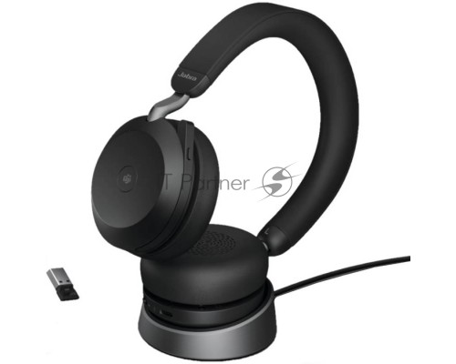 Гарнитура беспроводная Jabra Evolve 2 75, Link380a MS Stereo Stand Black