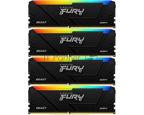 Оперативная память Kingston DDR4 4x8GB 3200MHz KF432C16BB2AK4/32 Fury Beast RGB RTL Gaming PC4-25600 CL16 DIMM 288-pin 1.35В dual rank с радиатором Ret