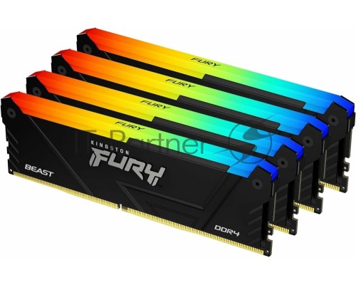 Оперативная память Kingston DDR4 4x8GB 3200MHz KF432C16BB2AK4/32 Fury Beast RGB RTL Gaming PC4-25600 CL16 DIMM 288-pin 1.35В dual rank с радиатором Ret