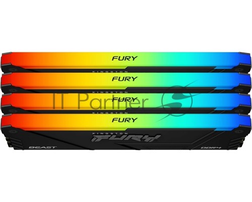 Оперативная память Kingston DDR4 4x8GB 3200MHz KF432C16BB2AK4/32 Fury Beast RGB RTL Gaming PC4-25600 CL16 DIMM 288-pin 1.35В dual rank с радиатором Ret