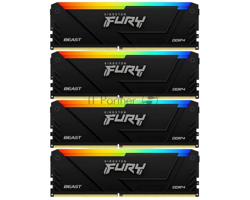 Оперативная память Kingston DDR4 4x8GB 3200MHz KF432C16BB2AK4/32 Fury Beast RGB RTL Gaming PC4-25600 CL16 DIMM 288-pin 1.35В dual rank с радиатором Ret