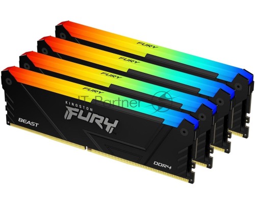 Оперативная память Kingston DDR4 4x8GB 3200MHz KF432C16BB2AK4/32 Fury Beast RGB RTL Gaming PC4-25600 CL16 DIMM 288-pin 1.35В dual rank с радиатором Ret