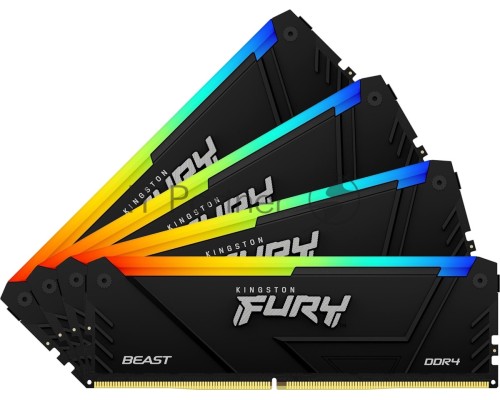 Оперативная память Kingston DDR4 4x8GB 3200MHz KF432C16BB2AK4/32 Fury Beast RGB RTL Gaming PC4-25600 CL16 DIMM 288-pin 1.35В dual rank с радиатором Ret