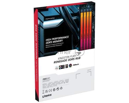 Оперативная память Kingston DDR5 16GB 7200MHz Kingston KF572C38RSA-16 Fury Renegade Black RGB RTL Gaming PC5-57600 CL38 DIMM 288-pin 1.45В single rank с радиатором Ret