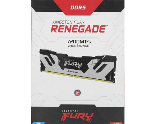 Оперативная память Kingston DDR5 24GB 7200MHz Kingston KF572C38RS-24 Fury Renegade Silver/Black RTL Gaming PC5-57600 CL38 DIMM 288-pin 1.45В single rank с радиатором Ret