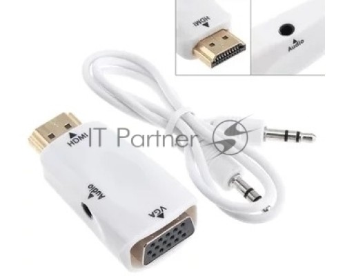 Переходник аудио-видео Premier 5-983AC HDMI (m)/VGA (f)/Jack 3.5 (f) белый