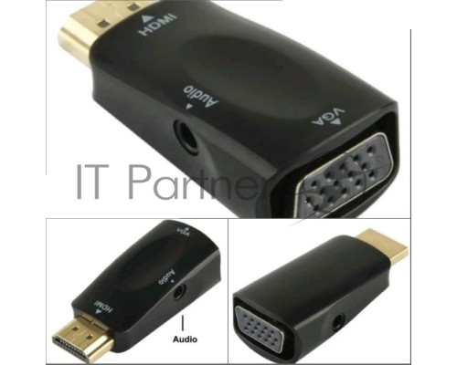 Переходник аудио-видео Premier 5-983AC HDMI (m)/VGA (f)/Jack 3.5 (f) белый