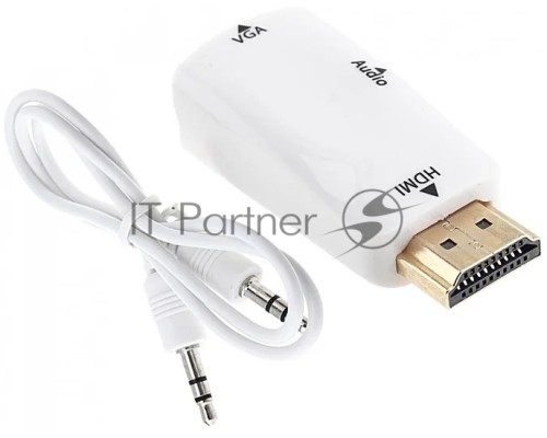 Переходник аудио-видео Premier 5-983AC HDMI (m)/VGA (f)/Jack 3.5 (f) белый