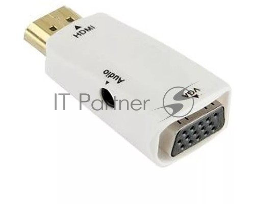 Переходник аудио-видео Premier 5-983AC HDMI (m)/VGA (f)/Jack 3.5 (f) белый