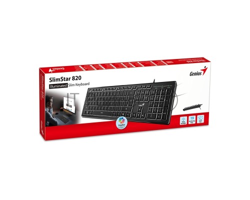 Клавиатура Genius SlimStar 820, {Черный, проводная, USB, 104 клавиши} [31310055402]