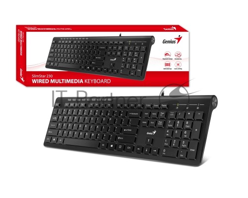 Клавиатура Genius SlimStar 230II, {Черный, проводная, USB, 104 клавиши} [31310048402]