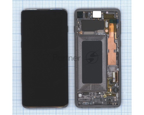 Дисплея для Samsung Galaxy S10 SM-G973F в сборе с тачскрином ServicePack, черный (GH82-18850A)