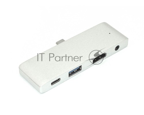 Адаптер Type C на HDMI, USB 3.0 + Audio 3,5 + Type C, серебро