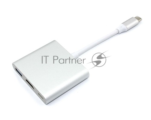 Адаптер Type-C на USB, HDMI 4K Type-С для MacBook, серебро