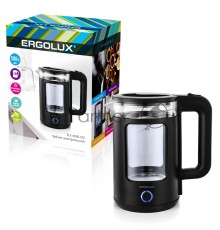 Чайник электрический ELX-KG08-C02 стекло/пластик 1.8л 220-240В 1800Вт черн. Ergolux 15333