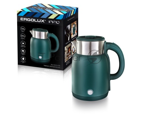 Чайник электрический ELX-KS13-C05 PRO нерж.сталь/пластик 1.6л 220-240В 2000Вт зел. Ergolux 15331