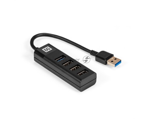 Хаб USB (концентратор) 4-в-1 ExeGate DUB-3213 (кабель-адаптер USB2.0 --> 3xUSB2.0, 1xUSB3.0, Plug&Play, черный)