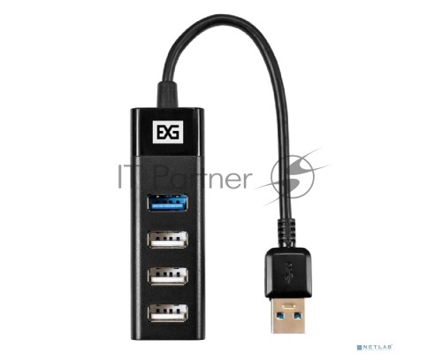 Хаб USB (концентратор) 4-в-1 ExeGate DUB-3213 (кабель-адаптер USB2.0 --> 3xUSB2.0, 1xUSB3.0, Plug&Play, черный)
