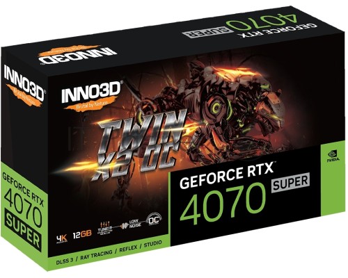 Видеокарта INNO3D RTX 4070 Super Twin X2 OC//RTX4070, HDMI, DP*3, 12G,D6X