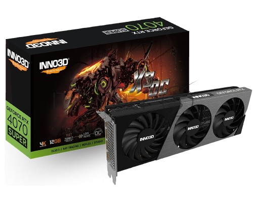Видеокарта INNO3D RTX 4070 Super X3 OC//RTX4070, HDMI, DP*3, 12G,D6X