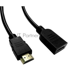 Кабель-удлинитель аудио-видео Buro HDMI (m)/HDMI (f) 2м. позолоч.конт. черный (BU-HDMI2.0-EXTND-2M)