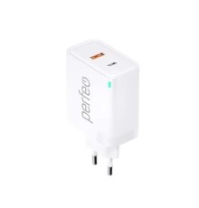 PERFEO Сетевое зарядное устройство с двумя разъемами USB-A+TYPE-C, GaN, 45W, белый (I4663)