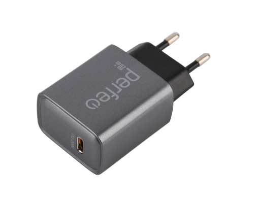 [Аксессуар] PERFEO Сетевое зарядное устройство с разъемом TYPE-C, 20W, серый (I4668)