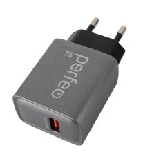 PERFEO Сетевое зарядное устройство с разъемом USB, QC3.0, 18W, серый (I4667)