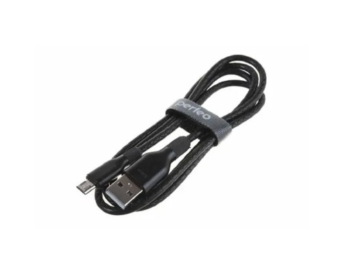 [кабели] PERFEO Кабель USB A вилка - C вилка, 2.4A, черный, силикон, длина 1 м., ELASTIC (U4718)