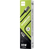 PERFEO Кабель USB A вилка - Lightning вилка, 30W, черный, длина 1 м., AVANGARD (I4335)