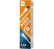 PERFEO Кабель USB A вилка - Micro USB вилка, 2.4A, белый, силикон, длина 1 м., ELASTIC (U4027)