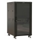 Шкаф Hyperline TTBR-2761-AS-RAL9004 Шкаф напольный 27U 1388x600х1000 мм (ВхШхГ), передняя стеклянная дверь со стальными перфорированными боковинами, задняя дверь сплошная, ручка с замком, цвет черный (RAL 9004) (разобранный) 