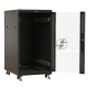 Шкаф Hyperline TTBR-2761-AS-RAL9004 Шкаф напольный 27U 1388x600х1000 мм (ВхШхГ), передняя стеклянная дверь со стальными перфорированными боковинами, задняя дверь сплошная, ручка с замком, цвет черный (RAL 9004) (разобранный) 
