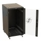 Шкаф Hyperline TTBR-2761-AS-RAL9004 Шкаф напольный 27U 1388x600х1000 мм (ВхШхГ), передняя стеклянная дверь со стальными перфорированными боковинами, задняя дверь сплошная, ручка с замком, цвет черный (RAL 9004) (разобранный) 